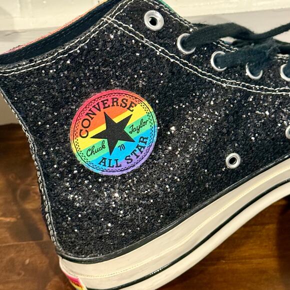 Chuck Taylor Converse HTC Limited Edition Glittery Rainbow Mens Size 10 Hi Tops main image 9